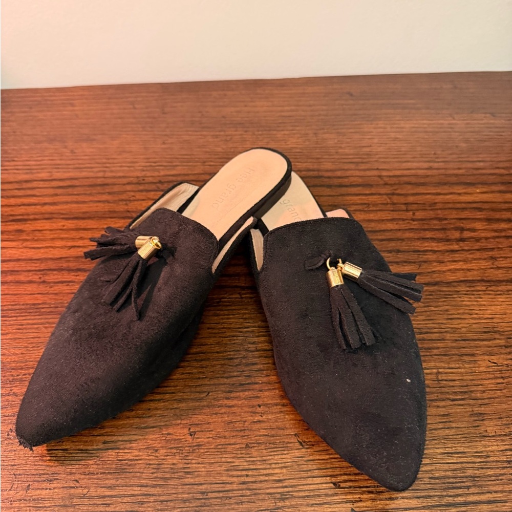 Elegant Black Tassel Mules